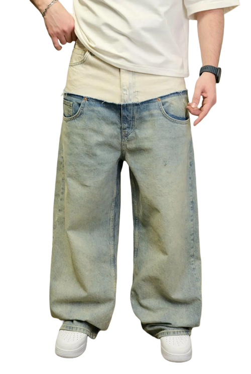 Double Jeans Bleu et Blanc de Riches Paris