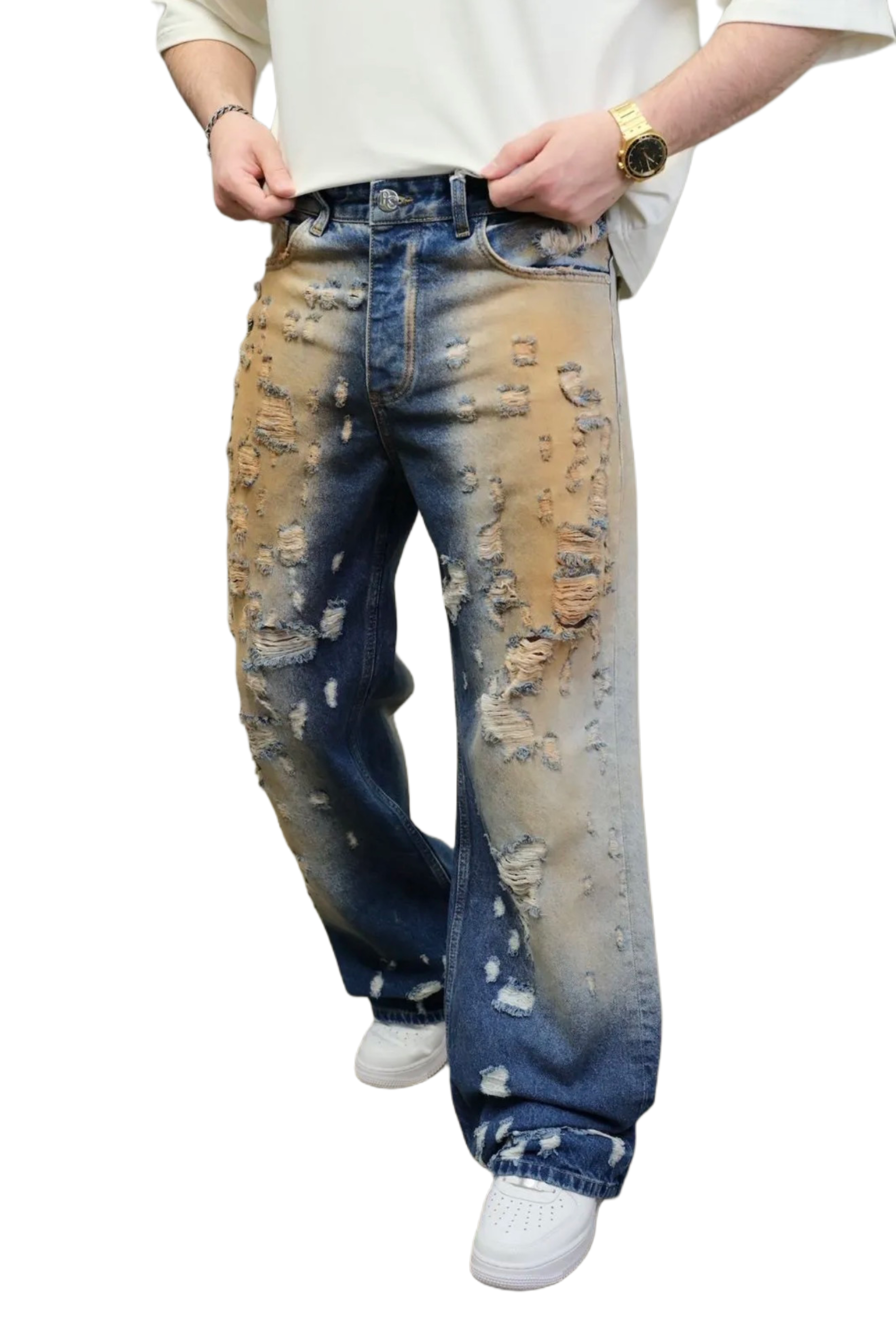 Jeans Oversized Usé de Riches Paris