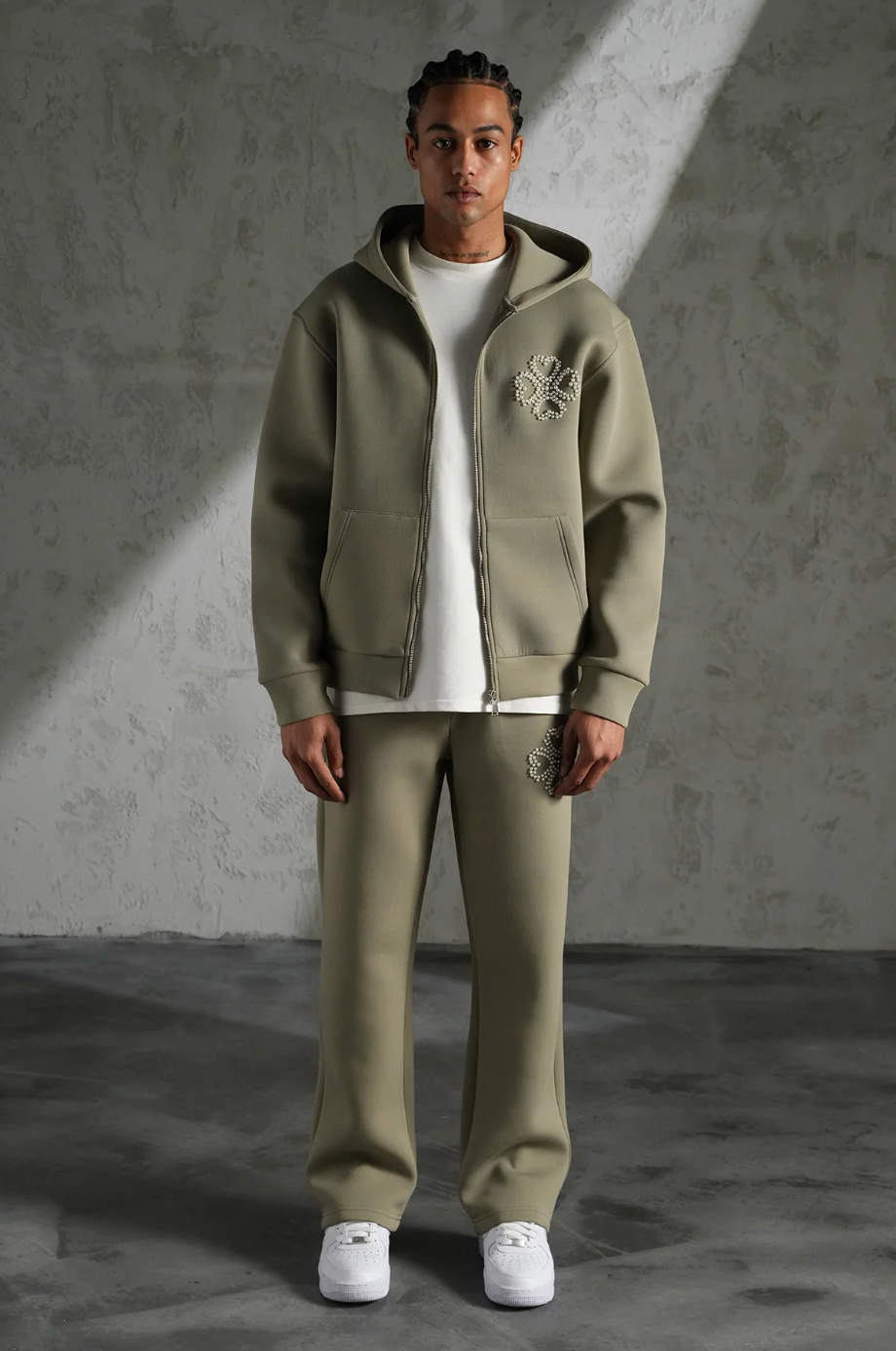 Ensemble Perles Vert Kaki