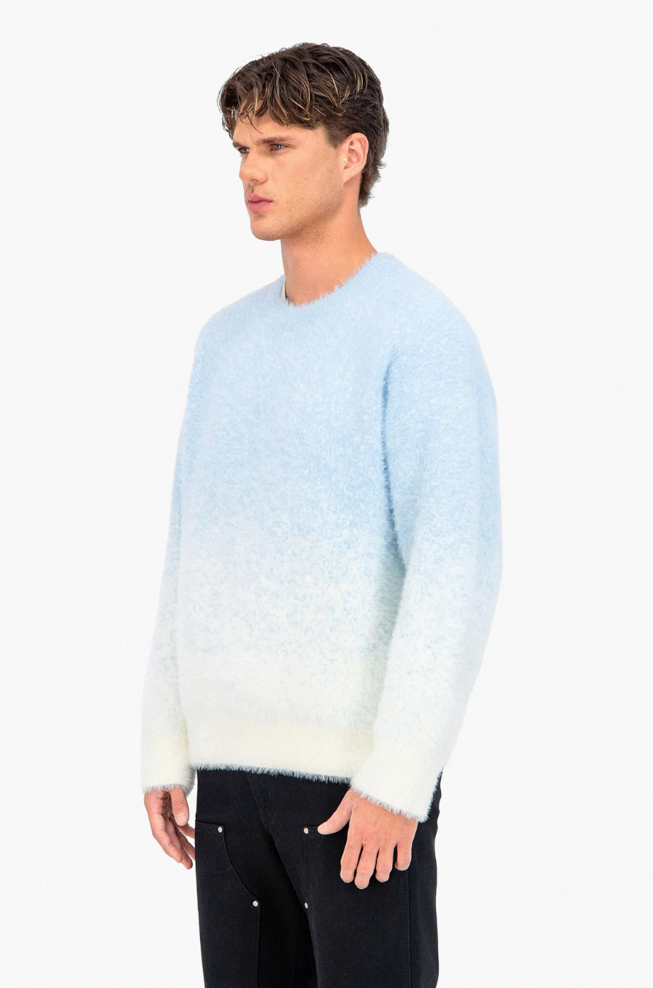 Fluffy Knit Pullover Baby Blue