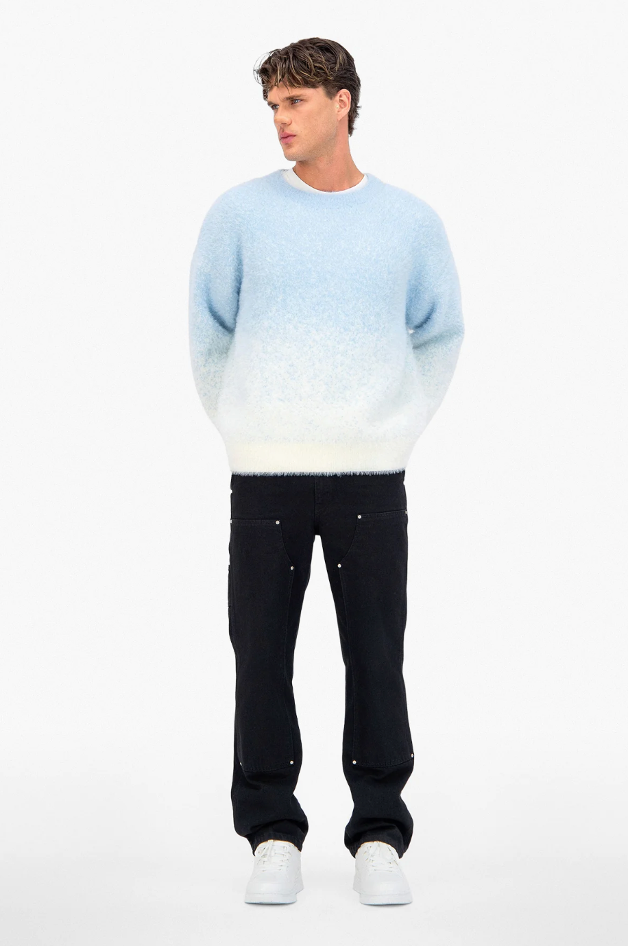 Fluffy Knit Pullover Baby Blue