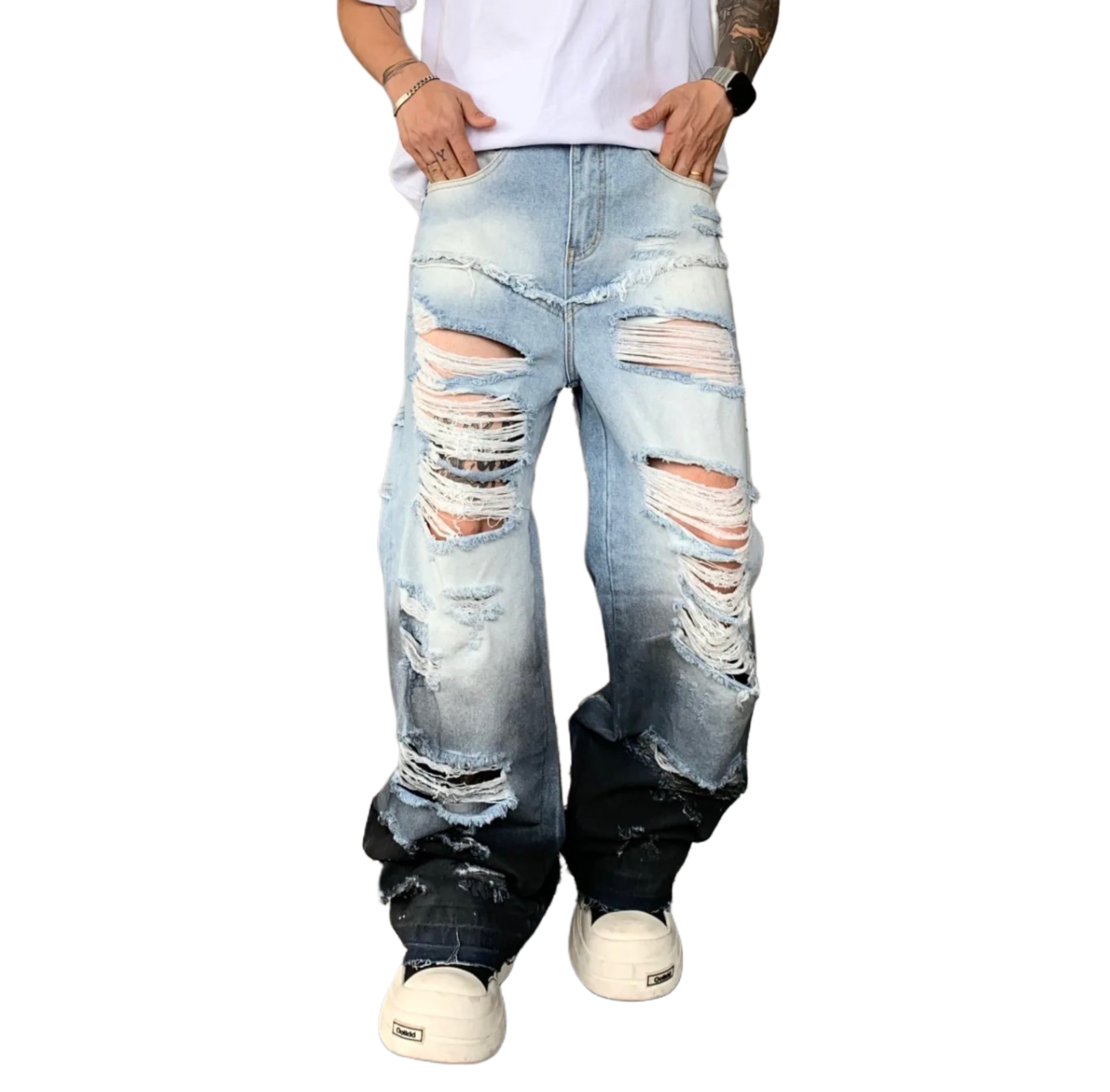 Jeans Dégrader Bleu et Noir de Riches Paris