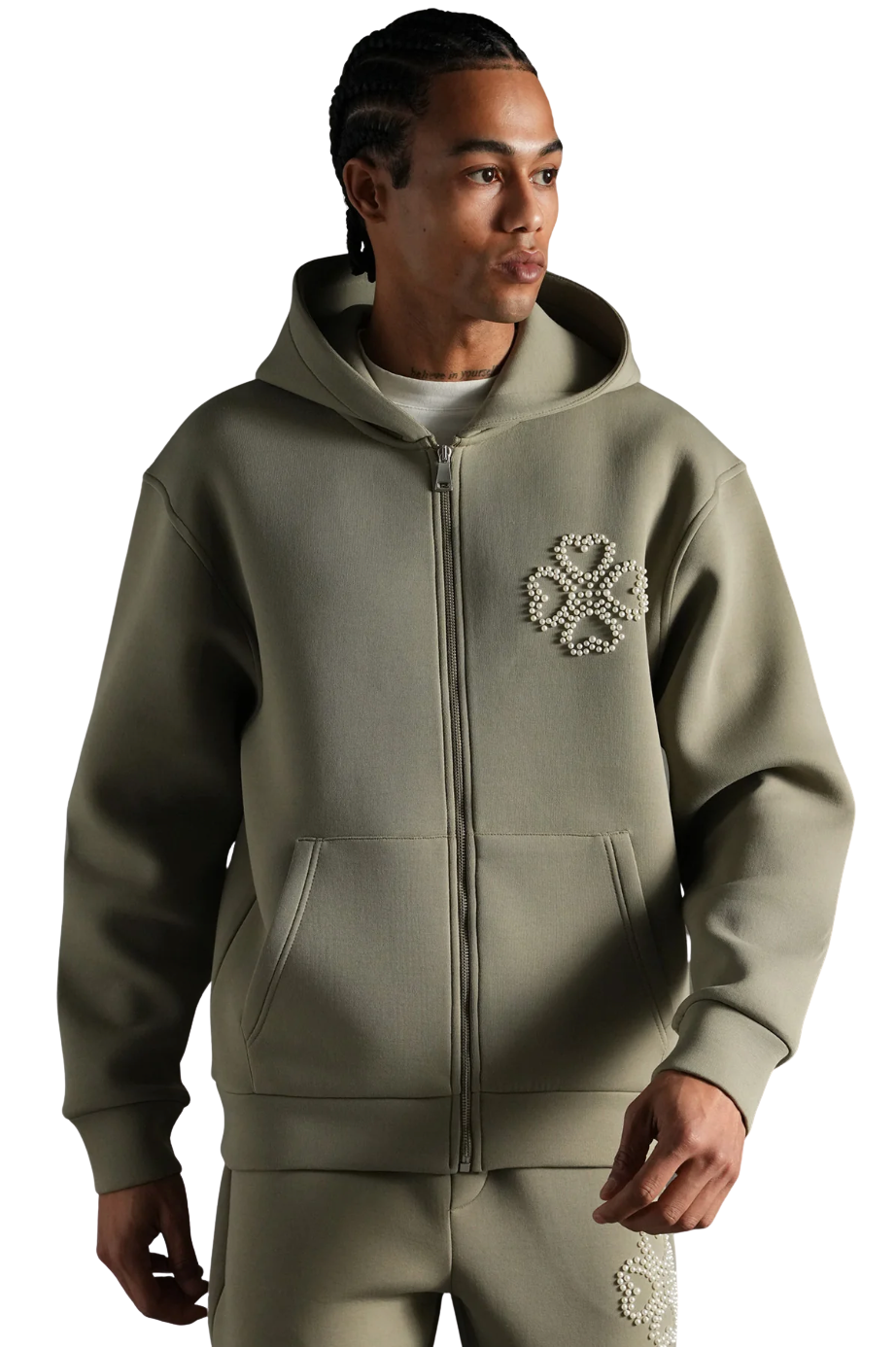 Ensemble Perles Vert Kaki