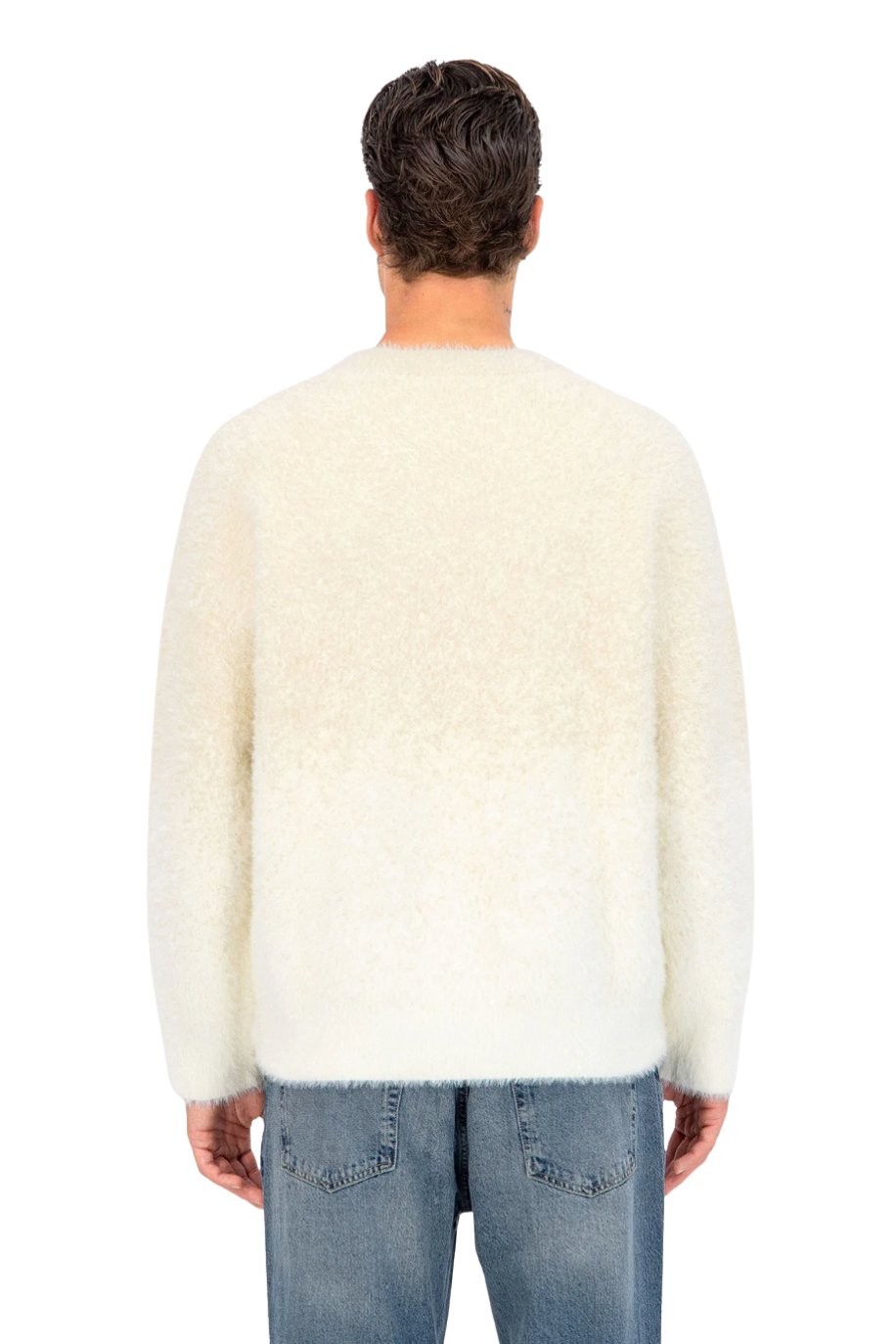 Fluffy Knit Pullover Grey Beige