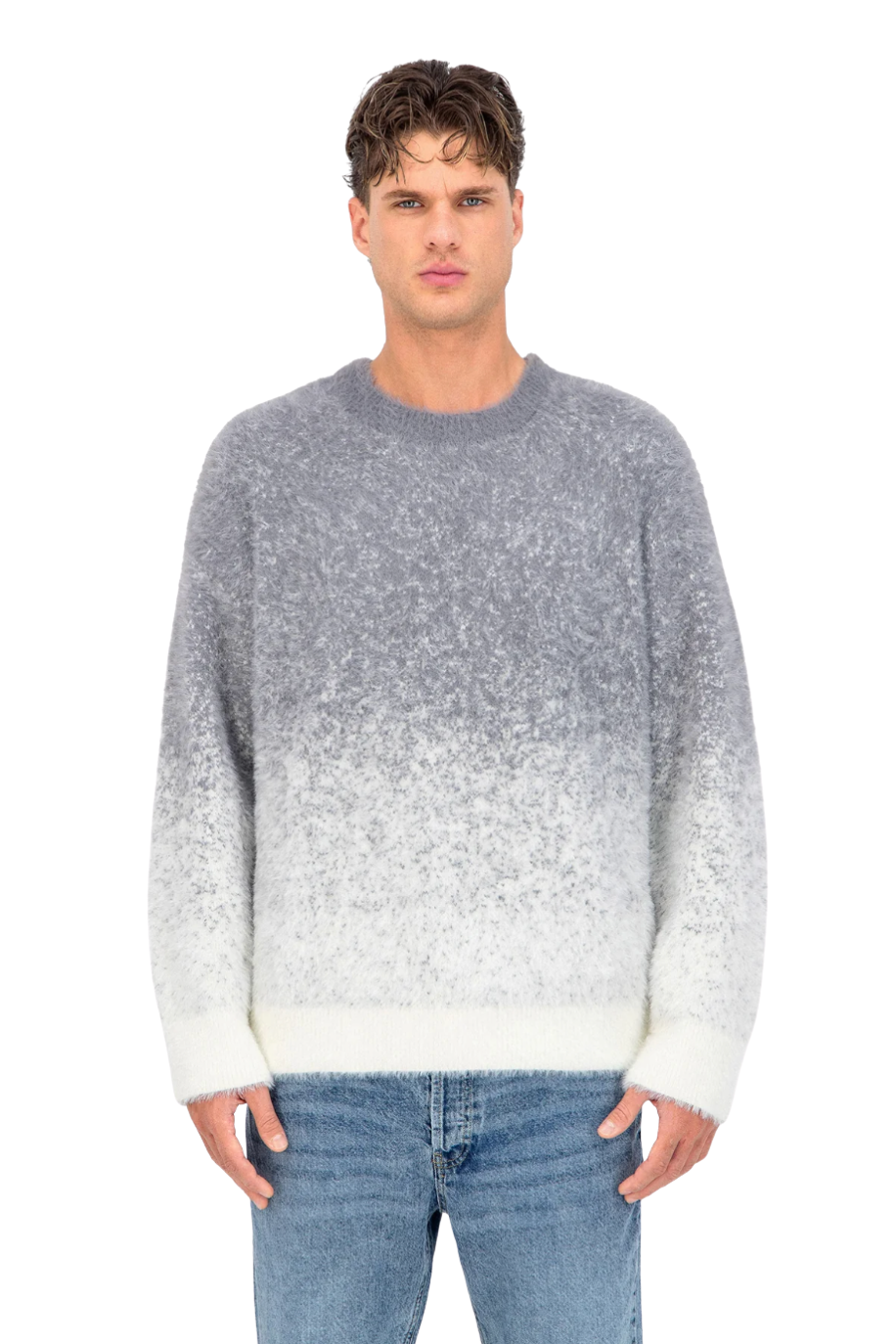 Fluffy Knit Pullover Grey