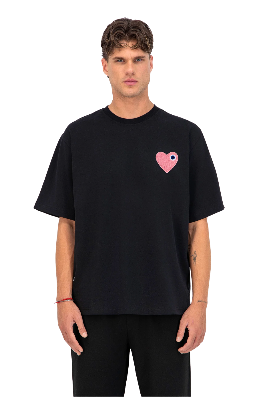 T-shirt Coeur Noir/Rose