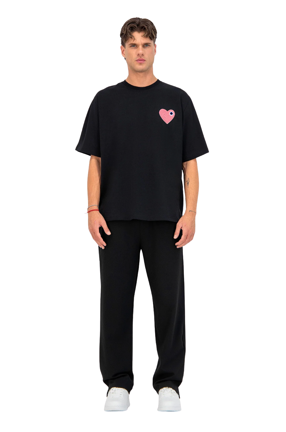 T-shirt Coeur Noir/Rose