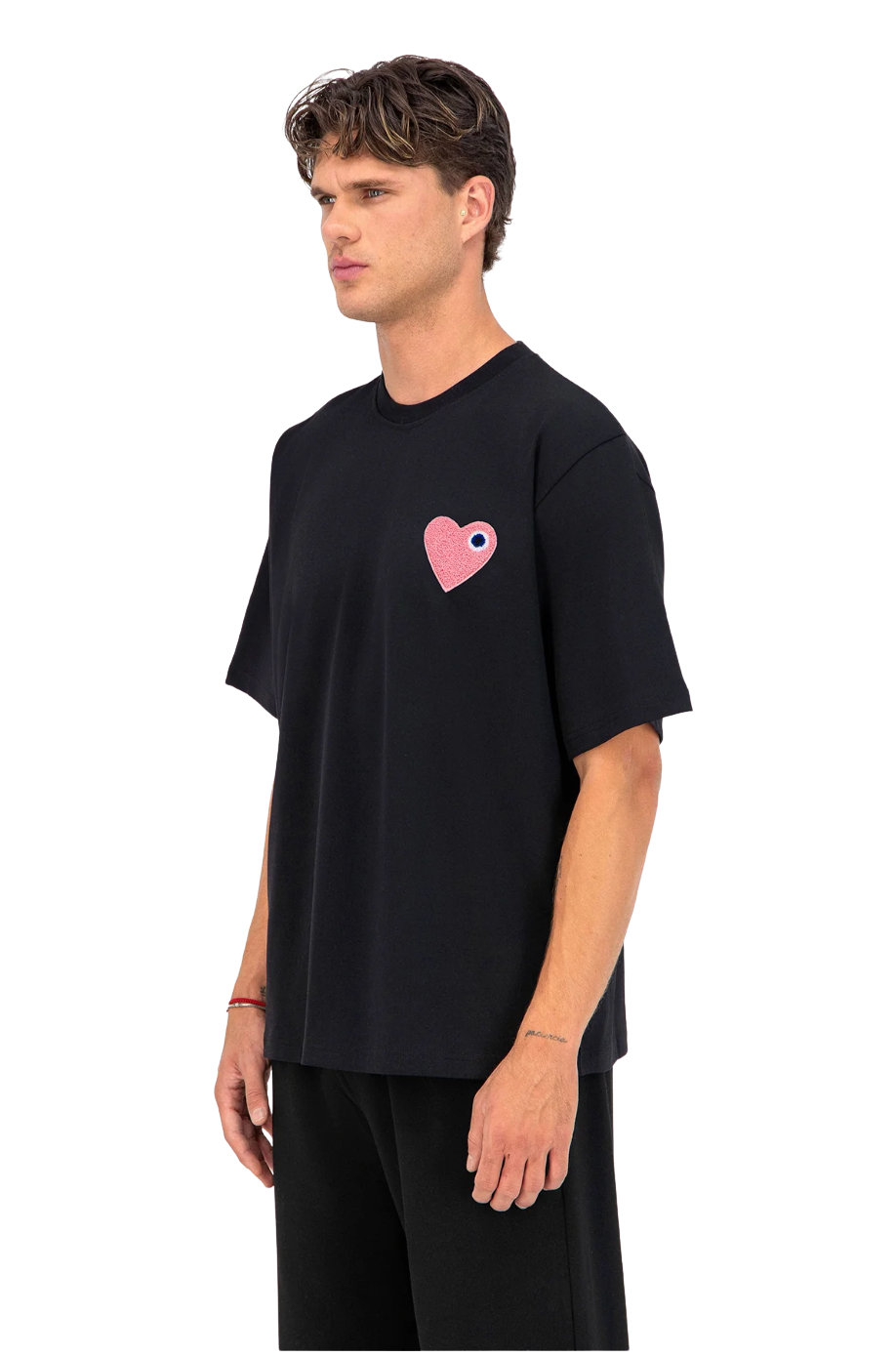T-shirt Coeur Noir/Rose