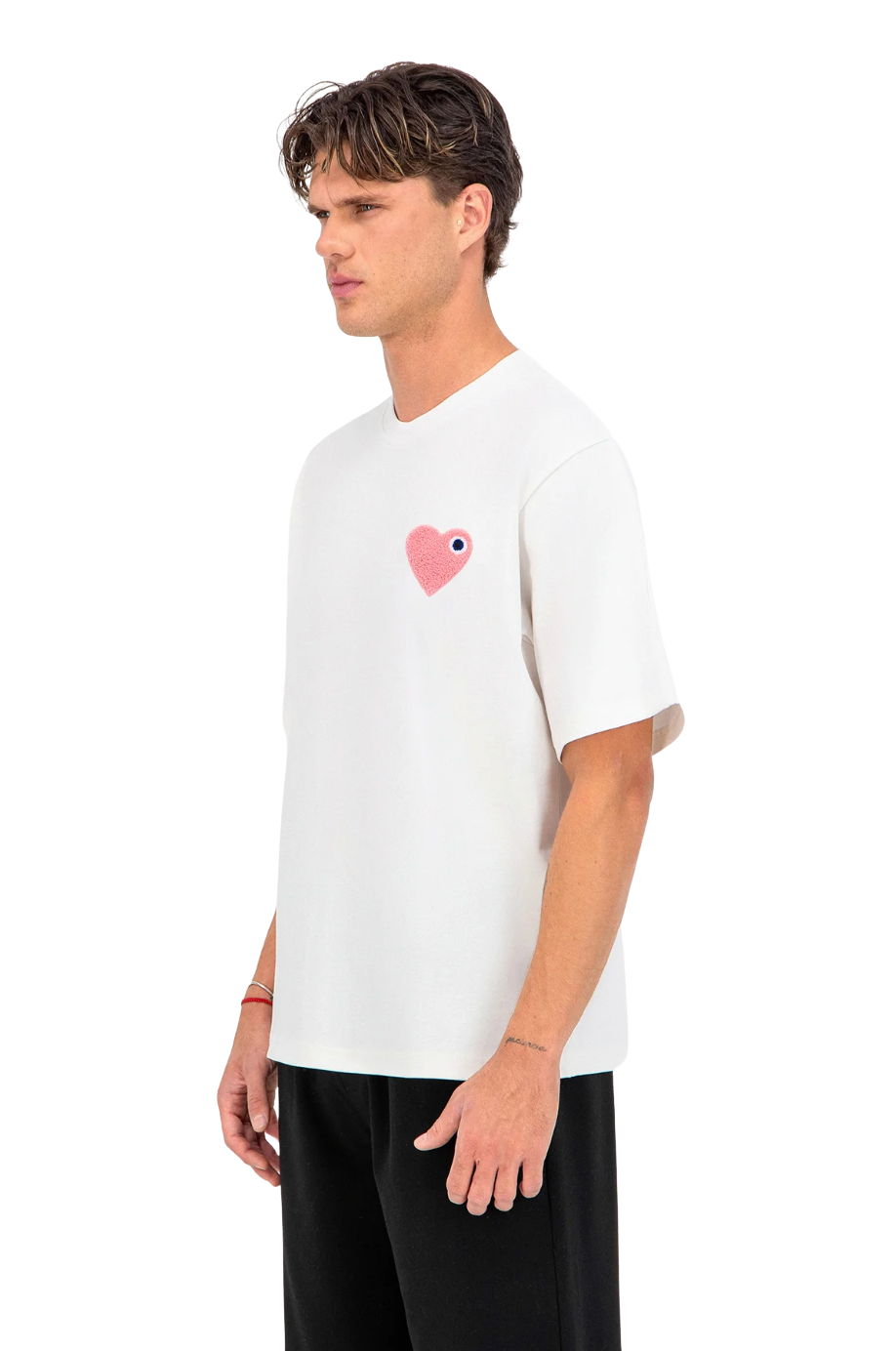 T-shirt Coeur Blanc/Rose