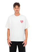 T-shirt Coeur Blanc/Rose
