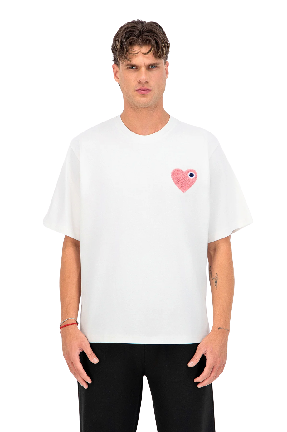 T-shirt Coeur Blanc/Rose
