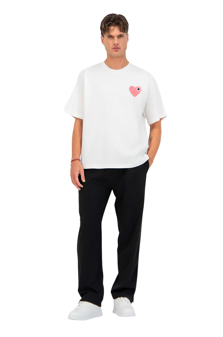 T-shirt Coeur Blanc/Rose